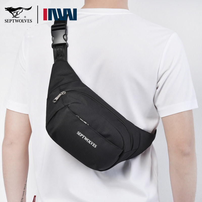 Seven Wolves Purse Chest Bag Single Shoulder Bag Small Backpack Skew Satchel Boys Ins Tide Cards Cell Phone Bag Satchel Running-Taobao