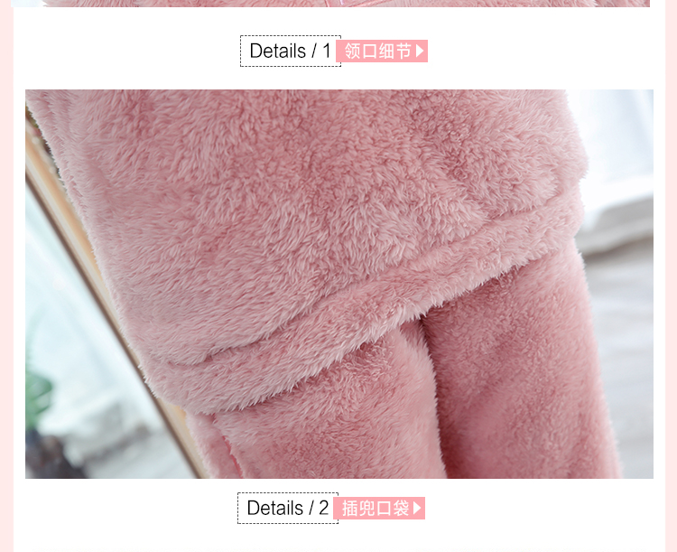 Dày cỡ lớn san hô lông cừu sang trọng đồ ngủ phụ nữ mùa đông thỏ flannel dễ thương dịch vụ nhà ngọt bộ cotton mặc nhà