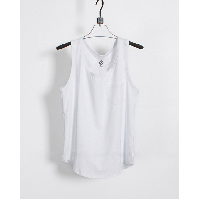 Yili Boutique Ice Porcelain Cotton Stretch Lycra Summer Thin Fitness Sports I-shaped Sleeveless Loose Vest for Men