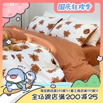 (Fuji Store) ins Korea KLC studio original cute girl cartoon gingerbread bear cotton four-piece set