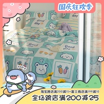 (Fuji store) cotton four-piece cotton student quilt cover Japanese cartoon original small grid X bear sheet