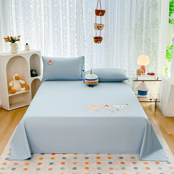 
[Fuji Store] Class A full cotton wash cotton embroidery series bedding single piece pure cotton bed sheet pillow case