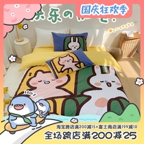 (Fuji store) pig Japanese original cartoon cotton four piece set girl cotton quilt cover students 3 sets