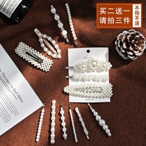 2021 new Korean net red pearl hairpin girl one-word clip edge clip bb clip bangs hairpin clip headdress