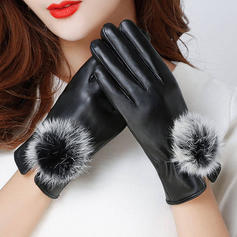 Women's and Men's Leather Gloves, Winter Cycling Gloves, Fleece Lined, Thick, Warm, Windproof, Waterproof, Touchscreen, Motorcycle/Motorcycle Gloves