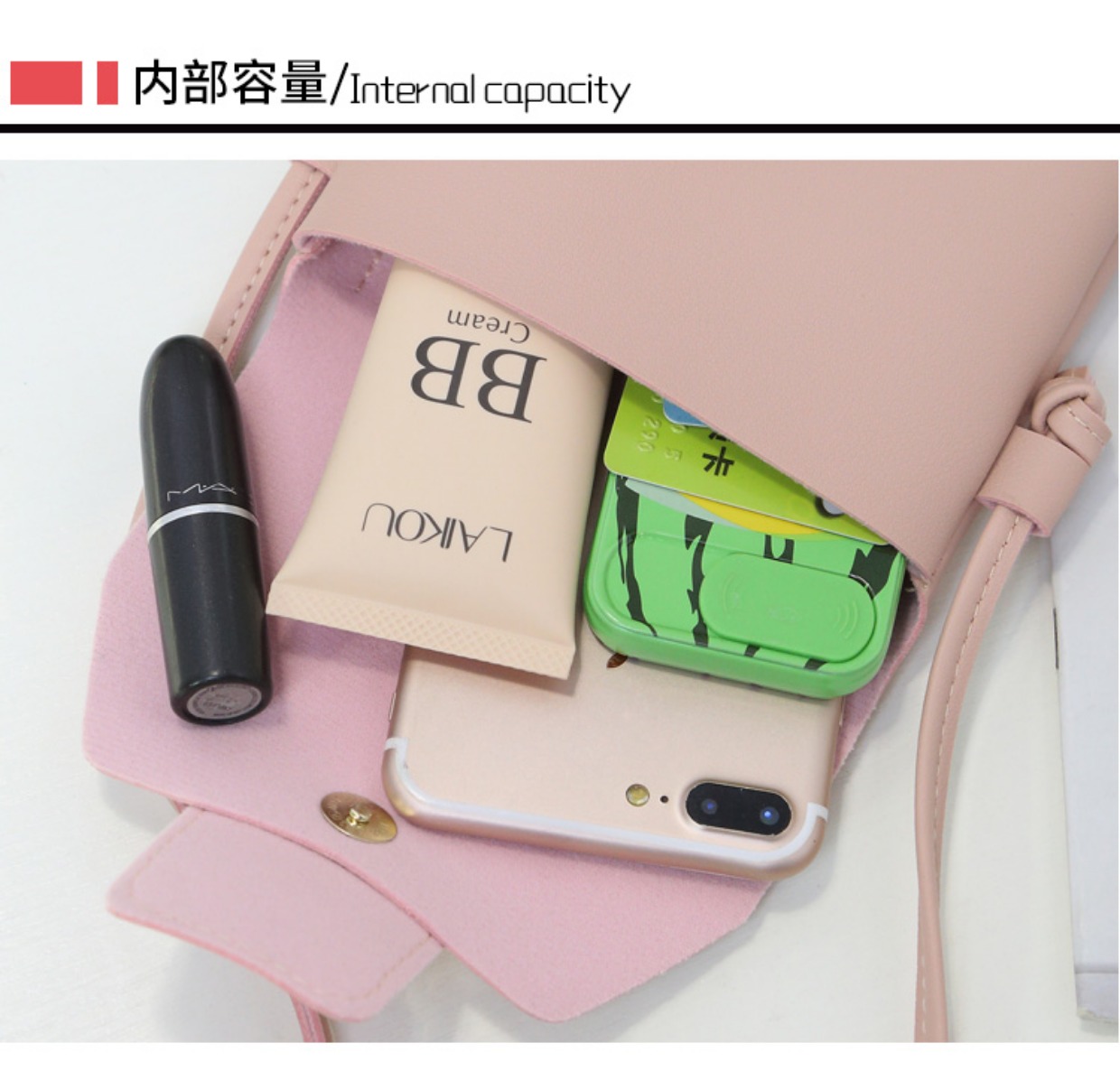 Phiên bản tiếng Hàn của màn hình lớn bảy inch mới đơn vai đeo túi điện thoại Messenger hai lớp pin khóa lật từ khóa nữ túi đựng điện thoại nữ cao cấp
