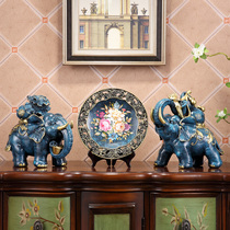 Home decorations housewarming wedding gifts Elephant Ornaments feng shui a pair of baby elephants wine cabinet porch living room