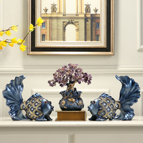 Home decoration living room TV cabinet ornaments fortune tree couple fish gift simple modern housewarming wedding gift