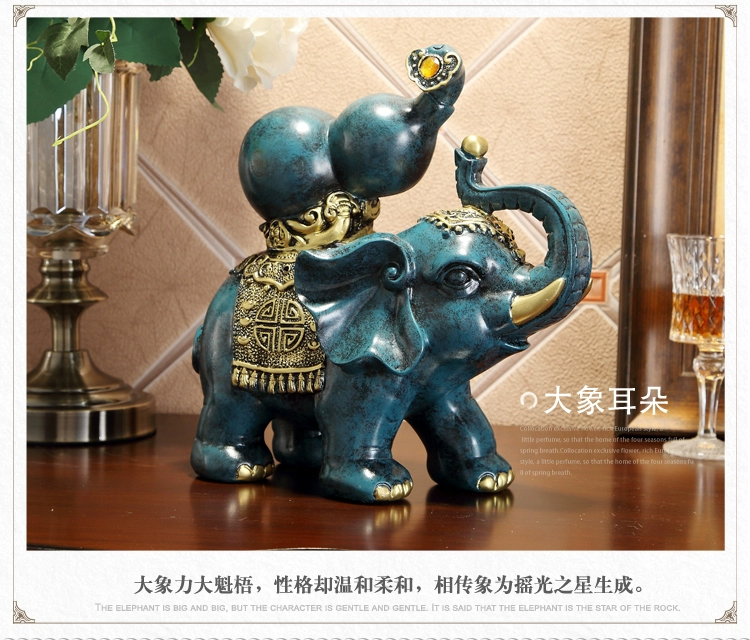 Phong Thủy lucky elephant đồ trang trí một cặp đồ trang trí tủ TV tủ rượu nội thất văn phòng thủ công mỹ nghệ mở quà tặng