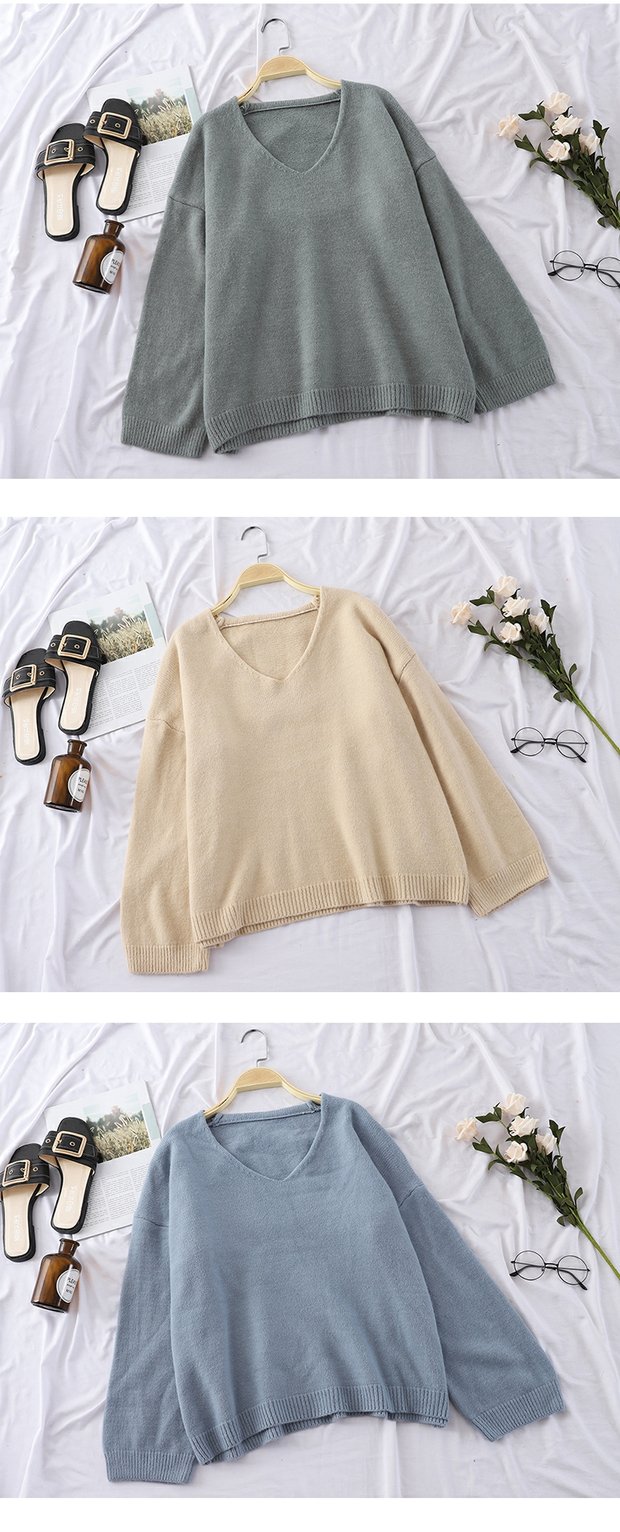 Áo len trơn cổ chữ V dài tay áo len nữ mùa thu 2018 mới áo len mỏng mỏng áo len thủy triều cardigan nữ