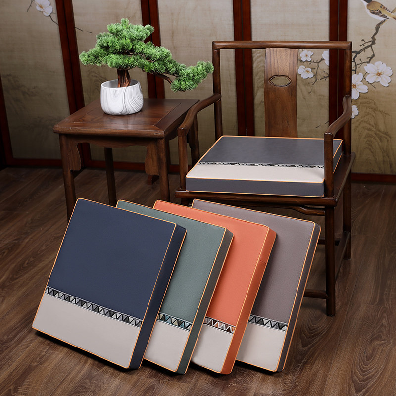 Mahogany Chair Sofa Cushion Chinese Circle Chair Taishi Chair Imitation Leather Solid Wood Dining Chair Tea Chair Cushion Stool Cushion Customization