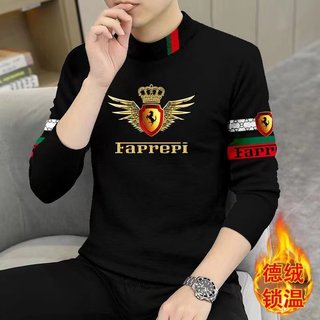 2024男士中青年新款秋季德绒上衣青春百搭韩版印花圆领衫潮流长袖