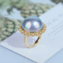 Customer Custom Leaf Floating recommended 18K gold Flowers Diamond Ring MARBE NATURAL SEA WATER PEARL