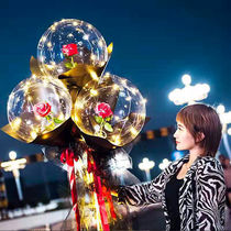 Net Red Popo Ball Christmas Bouquet Hot Sell Roses Flowers Shine Transparent Balloon 7 New Years Eve Lovers Watch White EXPLOITS