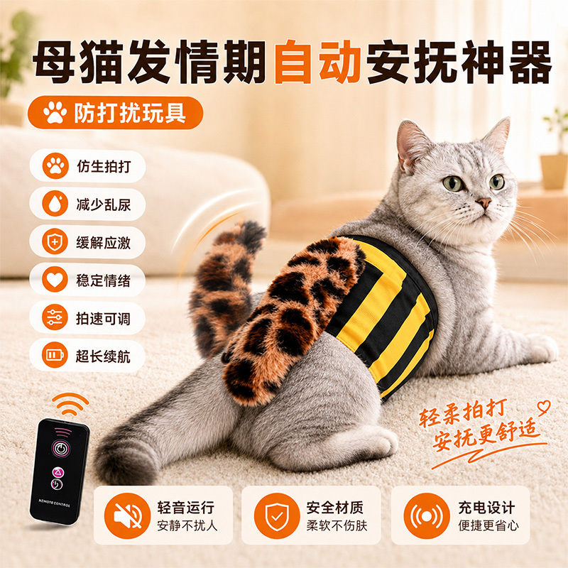 Electric Automatic Cat Soothing Toy, Female Cat Mating Device, Anxiety-Relief Pet Butt-Patting Gadget