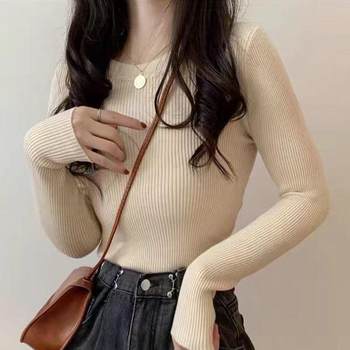 French round neck bottoming sweater for winter wear