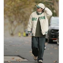 Original collision American Alphabet Embroidered Flocking Jacket Women Clips Cotton Thickened Love Plaid Baseball Cotton Clothing Tide Bf