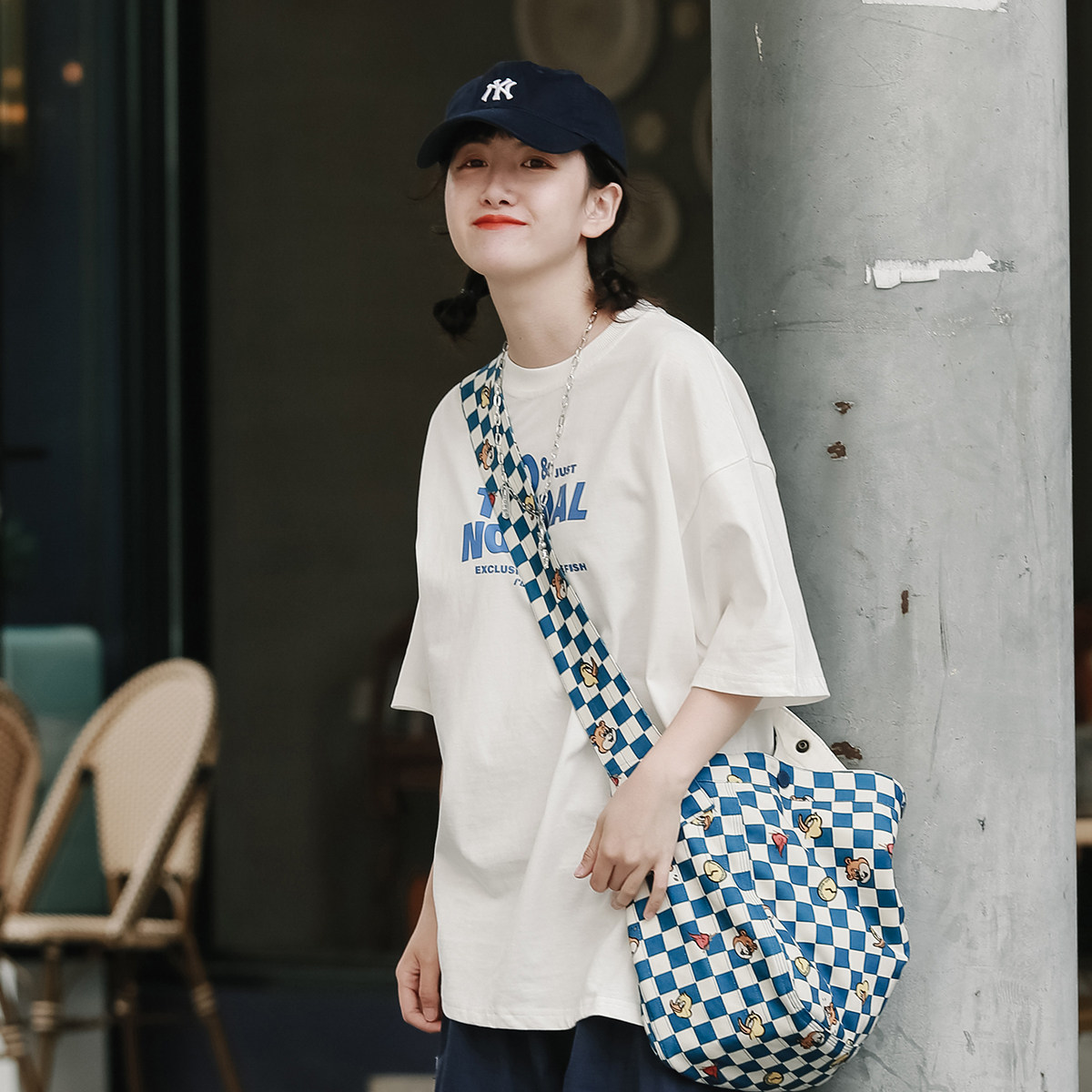 2021 new summer short sleeve t-shirt female Korean version of the tide card 100 hitch American comeback Hip Hop and American Ins