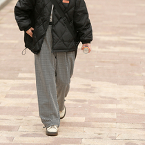 Upright Walking Display Slim Plaid Pants Autumn Winter Loose Neutral High Street Wide Leg Casual Pants