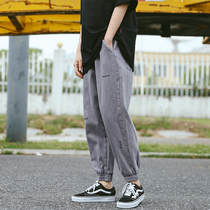 2020 casual pants womens loose spring and autumn thin overalls unisex bf fashion cool drawstring pants student nine-point pants