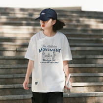 Upright Walking Summer Clothing American Retro Printed Short Sleeves T-shirt Woman Day Series Trend Cityboy Loose Pure Cotton Half Sleeve