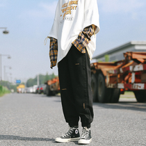 2020 spring and autumn thin French overalls womens loose bf cool wind womens handsome Harun tie foot slacks tide