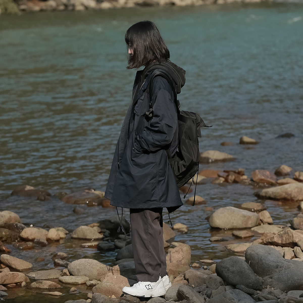 Spring and autumn thin section plus velvet Japanese loose casual retro tooling jacket jacket long version windbreaker men and women bf tide