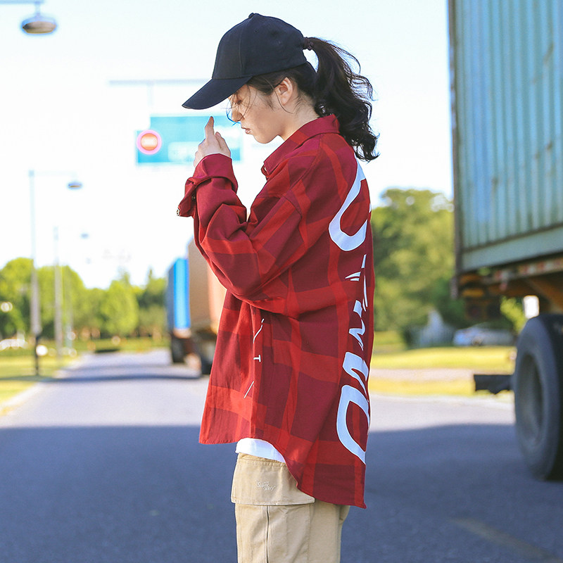 Plaid Shirt Loose Design Sensation Small Crowd Neutral Handsome Woman Dress Retro Spring Autumn Korean Version Tide Harbor Taste Long Sleeve Blouse