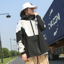 Stormtrooper womens Hong Kong style thin section loose trendy cool street bf style student handsome Harajuku stitching spring and autumn jacket