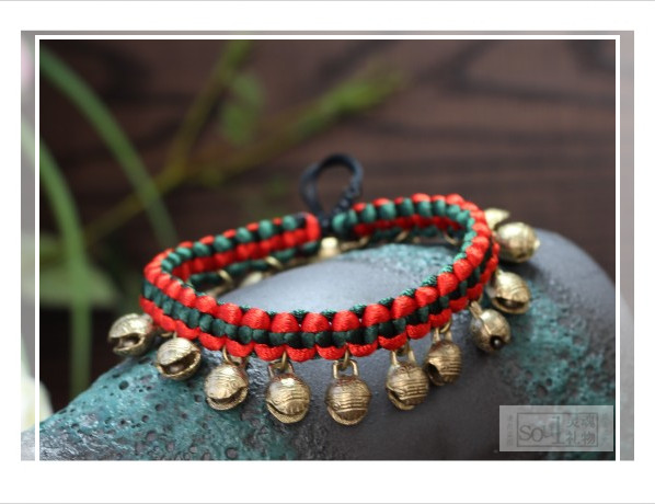 Vòng tay gió quốc gia ban đầu dệt tay đầu hổ retro chuông năm nay của ác linh điều chỉnh an ninh vòng tay nữ đẹp
