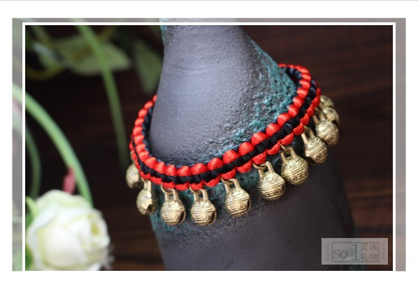 Vòng tay gió quốc gia ban đầu dệt tay đầu hổ retro chuông năm nay của ác linh điều chỉnh an ninh vòng tay nữ đẹp