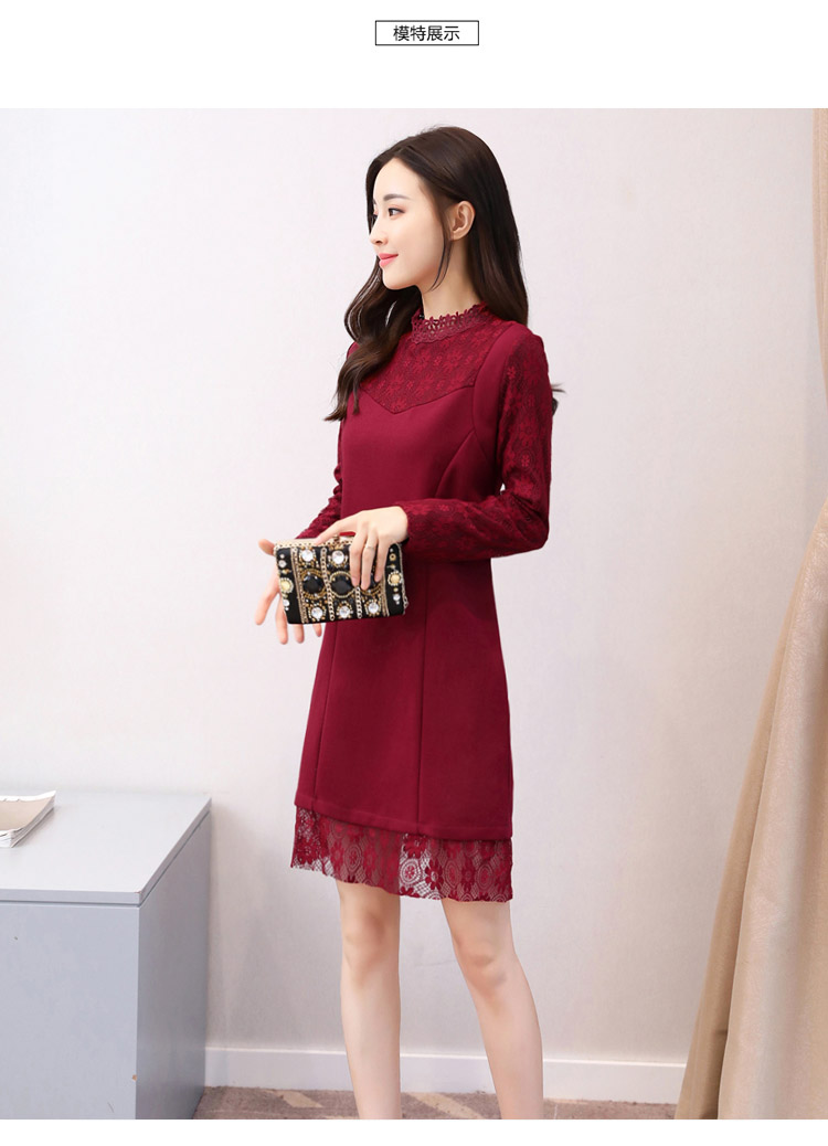 Sâu sắc 2018 mùa thu mới lớn kích thước của phụ nữ mùa xuân và mùa thu mùa thu dài tay áo thời trang đầm ren nữ 6070 mẫu váy hè 2021