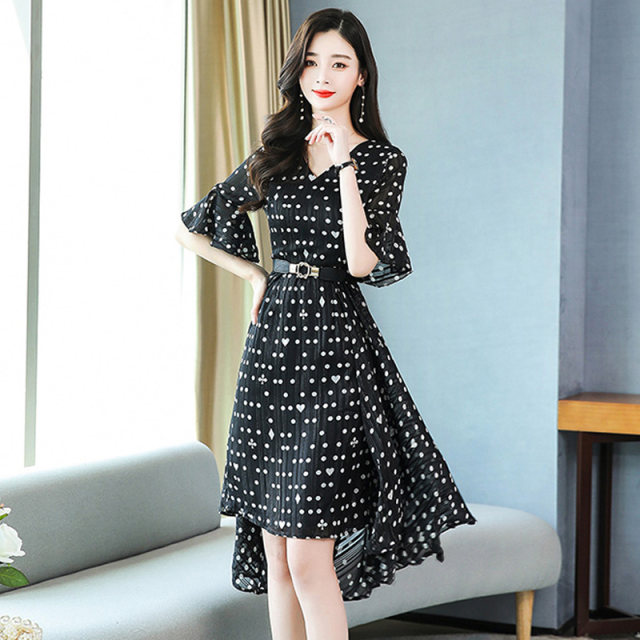 Shen Yidu 2021 summer new women's clothing spring and summer fashion all-match elegant polka dot slim dress 1912