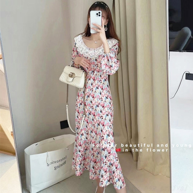 Deep Yidu 2021 summer new large size women's summer fashion elegant floral dress 7014 FK-W