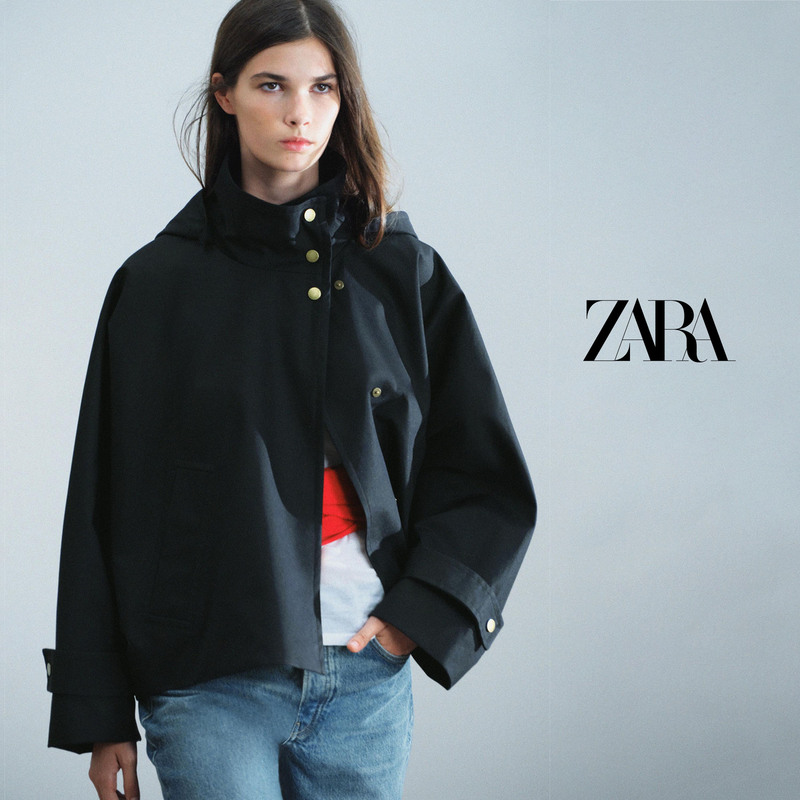 Direct Shipping Purchase of Zara Women's Hooded Stand-Collar Long-Sleeve Loose Waterproof Short Windbreaker Jacket Direct Shipping Purchase of Zara Women's Hooded Stand-Collar Long-Sleeve Loose Waterproof Short Windbreaker Jacket