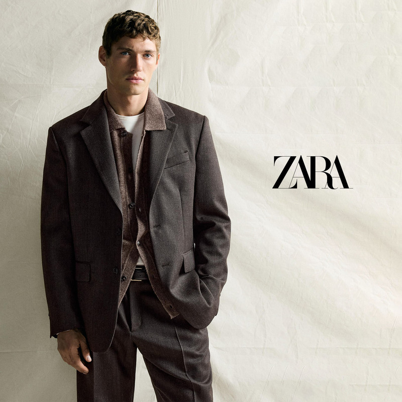 Direct Shipping Purchase of Zara Wool Black Blazer for Men, Single-Breasted with Slit, Business Casual Suit
