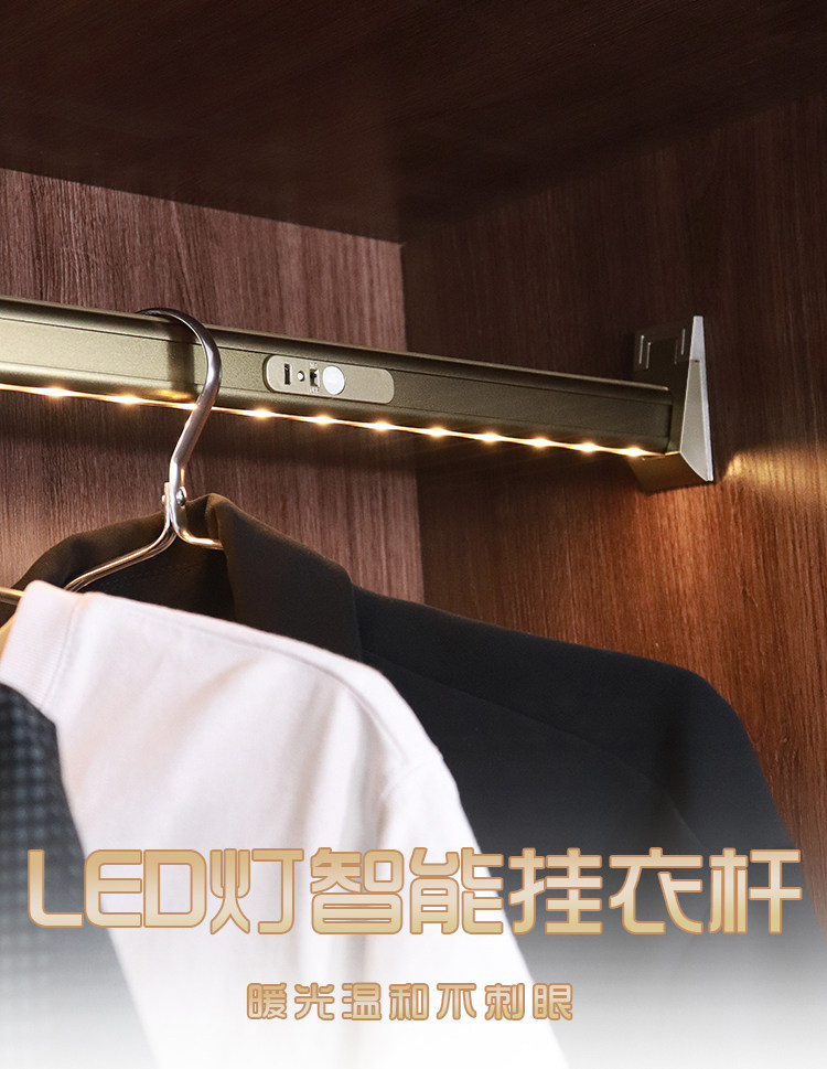Black Wardrobe Hanging Clothing Induction Lighting Cabinet LED Padding Cabinet door Sophia Clothing Rod Light Luxury Style mm