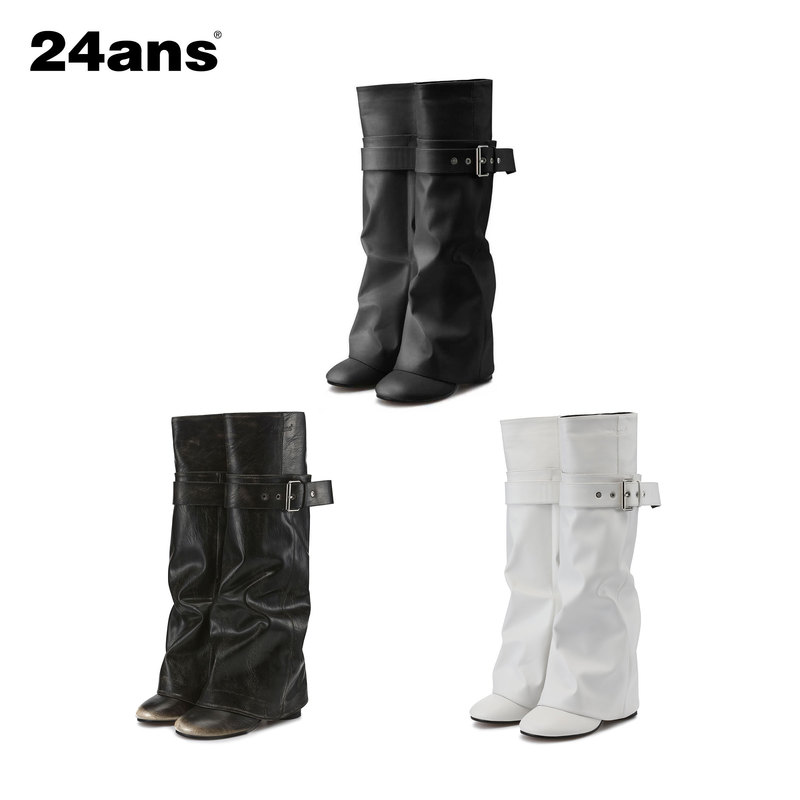 24Ans【Same Style as Yoo Ji-Min and Son Cha-Yeong】Detachable Trouser-Leg Boots, Stacked to Become Straight-Leg Boots, Short Height-Friendly