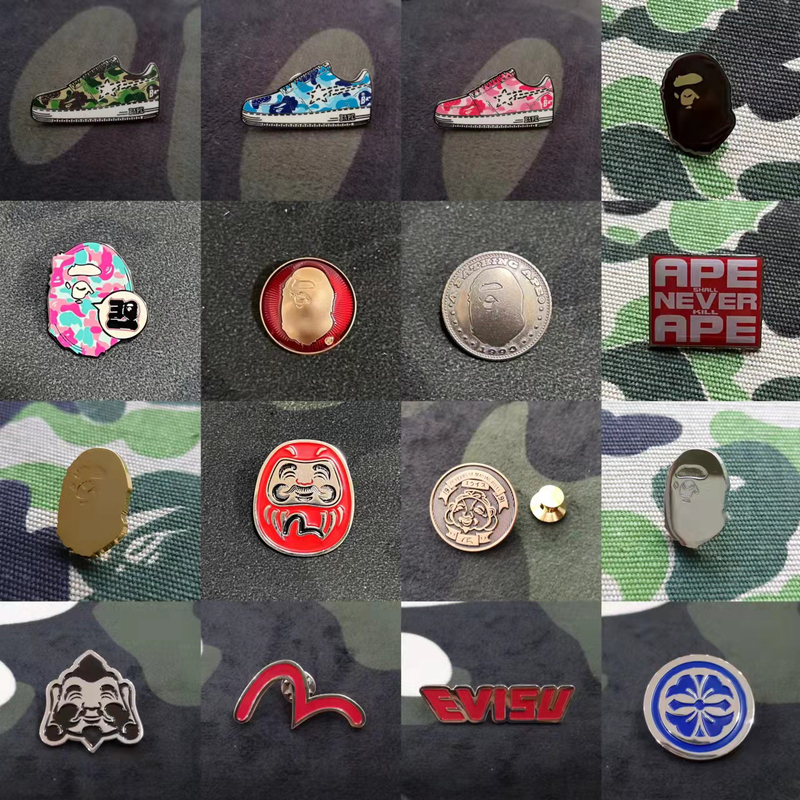 Trendy Brand Brooch Bape Head Pins Evisu Creative Badge Fushen Male Ape Head Pin Metal Accessory