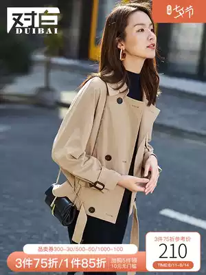 Dialogue 2021 autumn new fashion Korean commuter loose top women's double breasted casual jacket short windbreaker