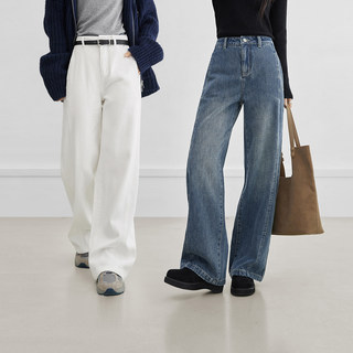 Pantalones vaqueros retro denim de color original para mujer, pantalones rectos ajustados informales acolchados con contraste de color, novedad de invierno 2025