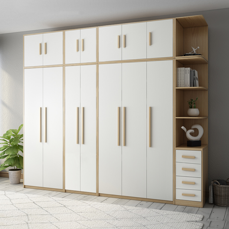 Nordic Style Original Wood Color Large Wardrobe Home Bedroom Clothing cap Composition closet Closehood Large overall cabinet Package installation