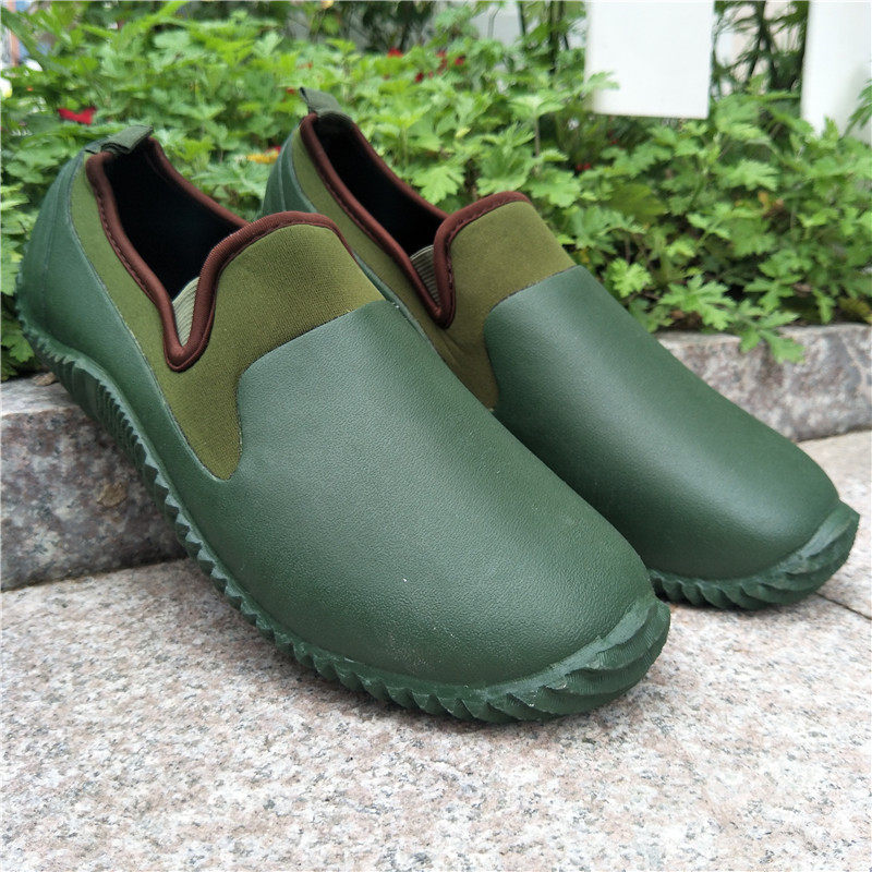 Foreign trade export Men's and women's rain boots, elastic, cow-brown rubber, low-top, short-barreled flat rain boots, overshoes