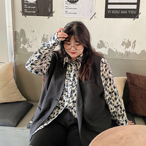 YUZI fish family spring money Fat mm Outer lap suit waistcoat big code loose with slim waistcoat Casual Jacket Camscapa Woman