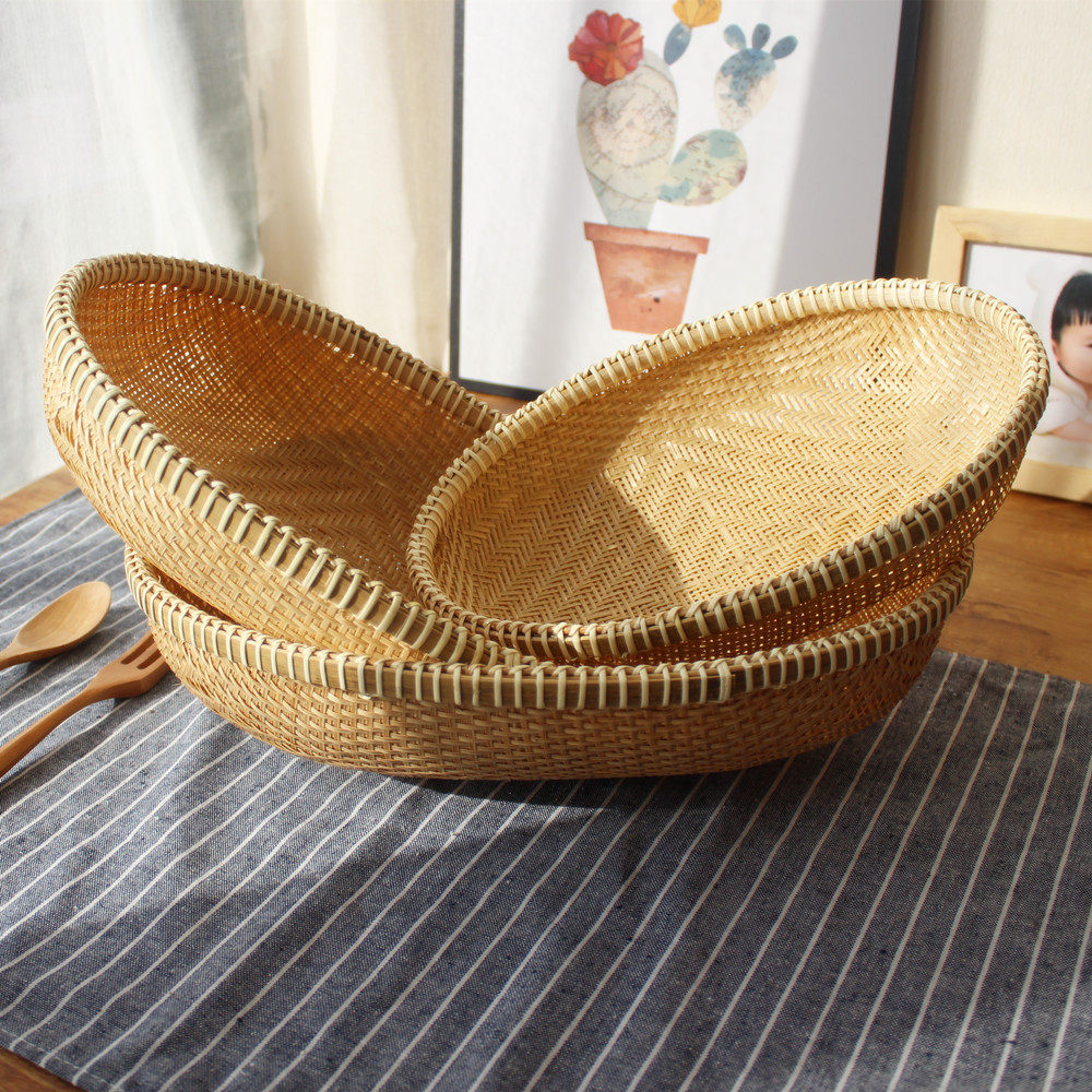 Boutique Oval Bamboo woven basket snacks with small fruit basket Fruits Basket Bamboo Basket Snack sugar fruit tray Fruit Basket Bamboo Dustpan-Taobao