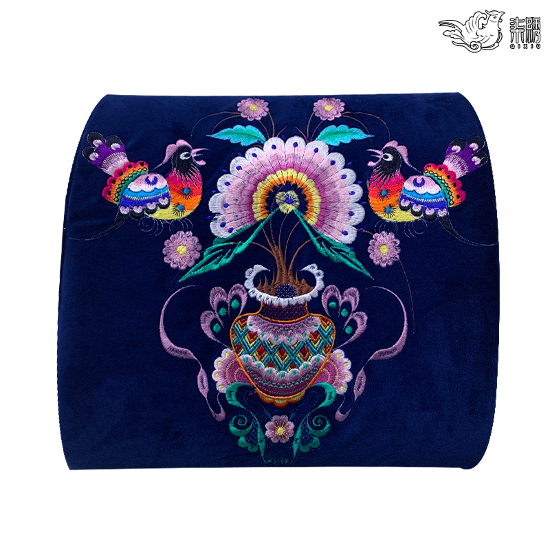 Xiangxi Seven Embroidery Workshop Embroidered Square Leaning Pillow Delivery Gift Canine Wedding Home Accessories Innate culture