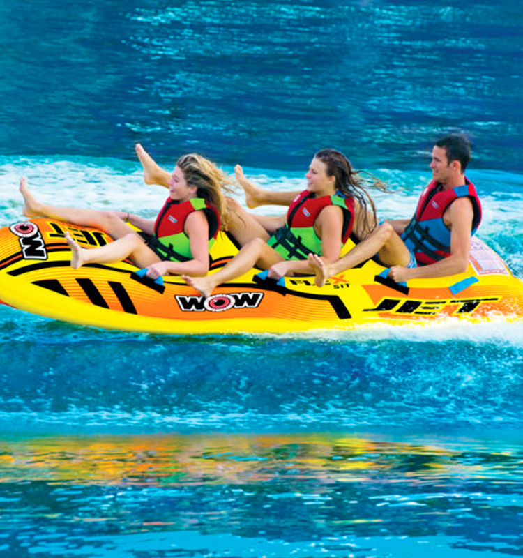 US imports WOW water inflatable drag laps water inflatable sofa Banana Boats 3 persons seats