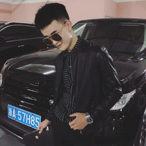 Hipster net red leather clothing male Ruffian handsome slim motorcycle suit Korean version of the trend slim small size leather jacket spirit coat tide