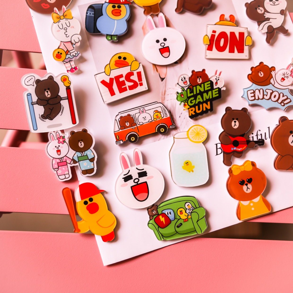 Trâm acrylic Hàn Quốc Little Brown Bear Bunny Dễ thương Pin Cartoon Badge Gà Badge Badge cài áo đẹp