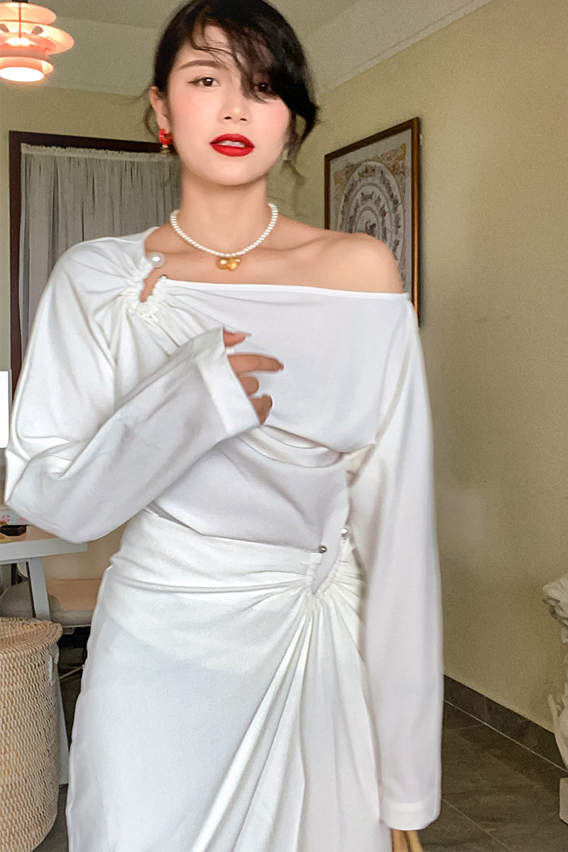 Wu Wanchen white suit female summer French style 2021 summer design sense package hip skirt two-piece skirt